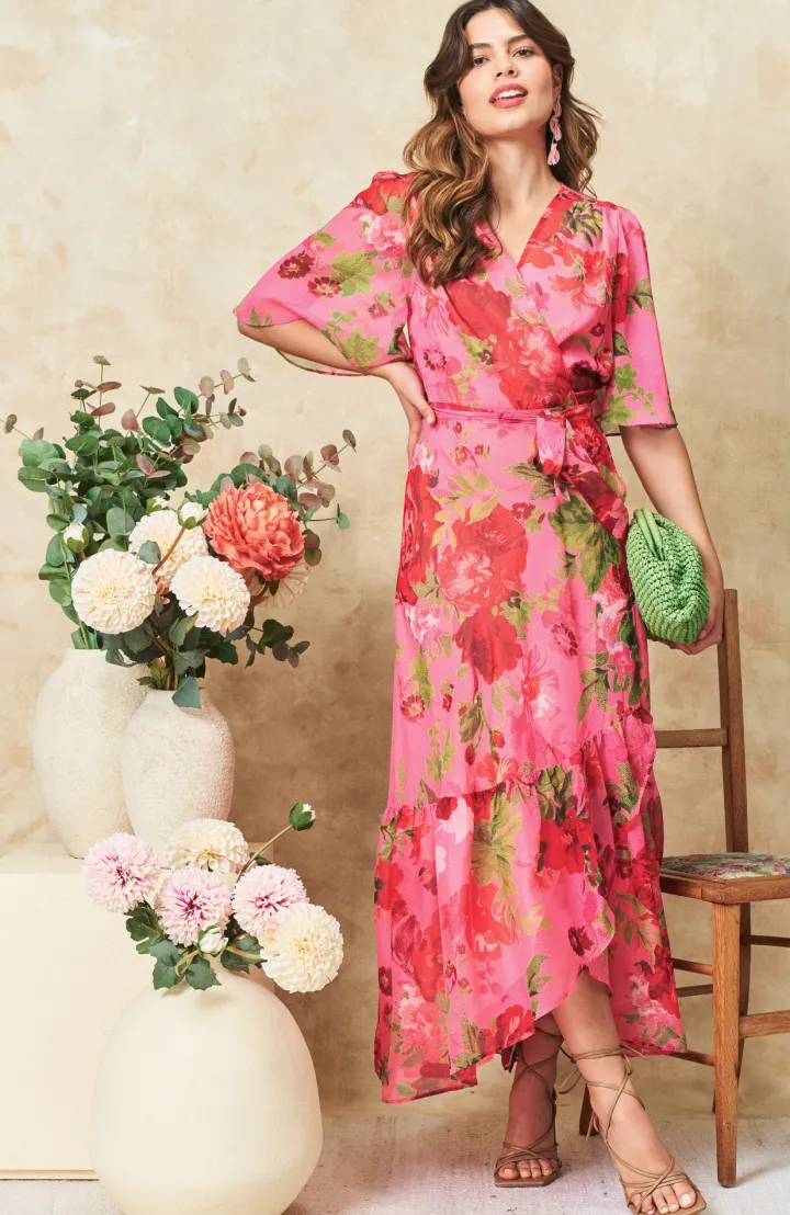 the_roxanne_flutter_sleev_0.webp Hope & Ivy Occasionwear | Dresses<The Roxanne Flutter Sleeve Maxi Wrap Dress (/Red)