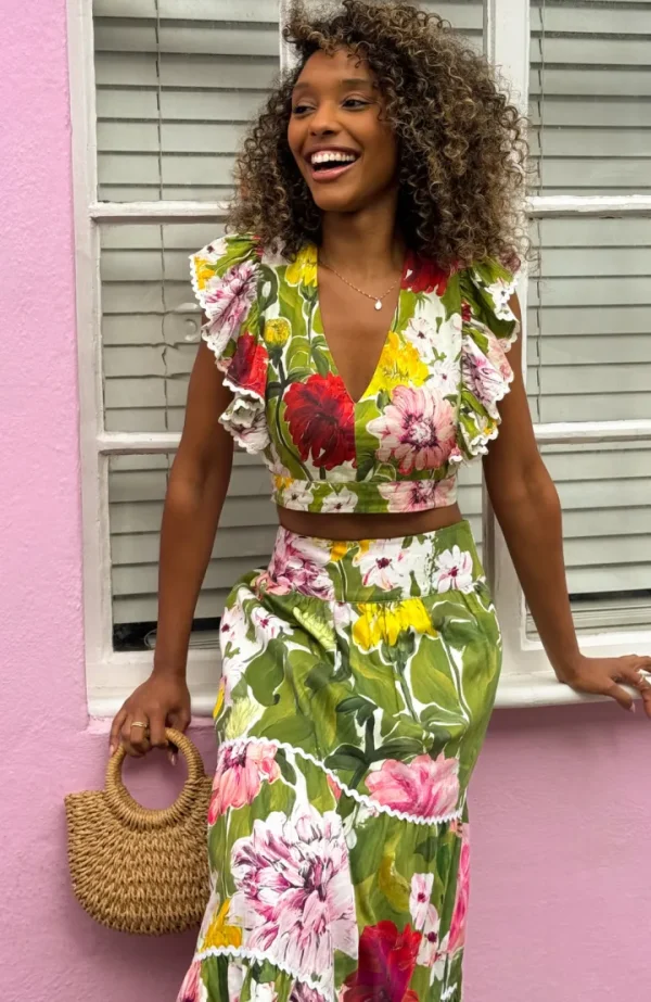 Hope & Ivy Co-Ords | Occasionwear<The Susie High Waisted Tiered Skirt with Scalloped Trim