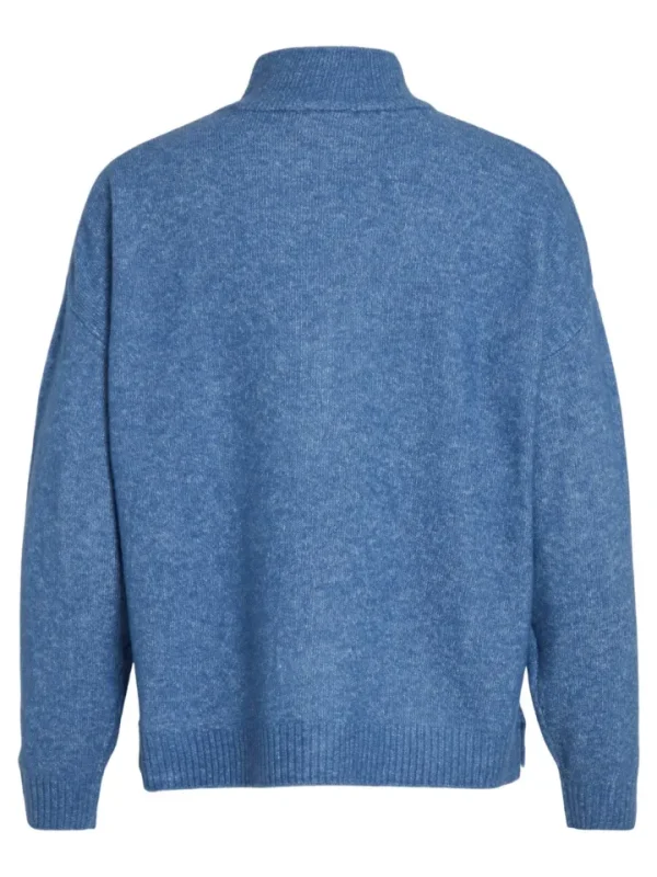 Vila Jumpers & Cardigans<Thilda Zip Knit Jumper (Federal Blue Melange)