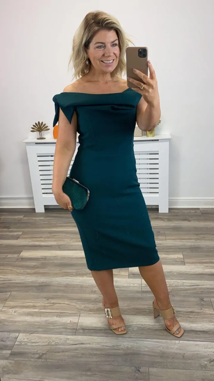 tilly_pencil_dress_forres_1.webp Pretty Dress Company Occasionwear<Tilly Pencil Dress (Forrest Green)