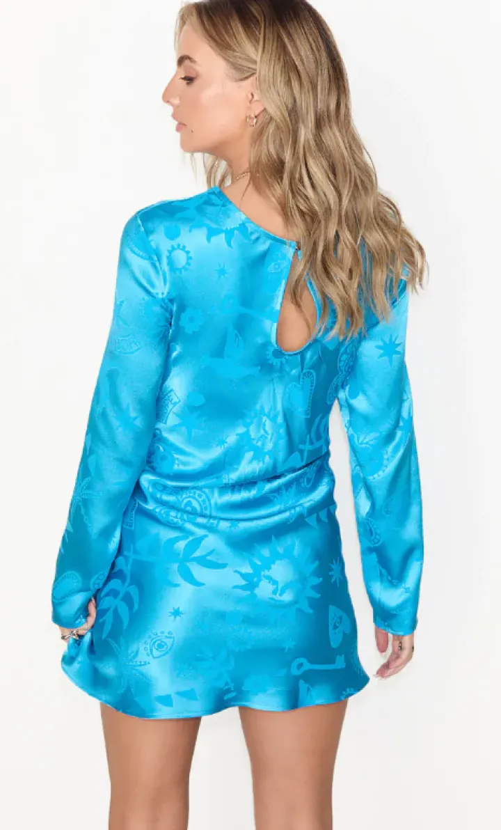 turquoise_sundazed_summer_2.webp Never Fully Dressed Occasionwear | Dresses<Turquoise Sundazed Summer Mini Soho Dress (Blue)