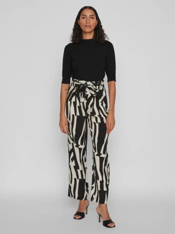 Vila Pants<UMA PAPERBAG PANTS (BLACK/BIRCH)