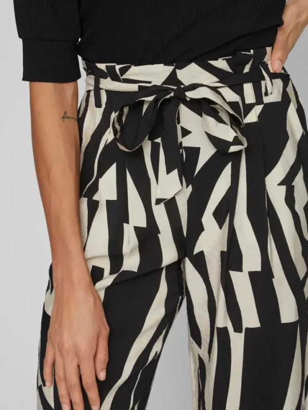 Vila Pants<UMA PAPERBAG PANTS (BLACK/BIRCH)
