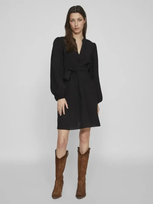 Vila Dresses<VANDY L/S SHORT DRESS (BLACK BEAUTY)
