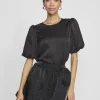 Vila T-Shirts<Vanessa Puff Sleeve Top (Black)