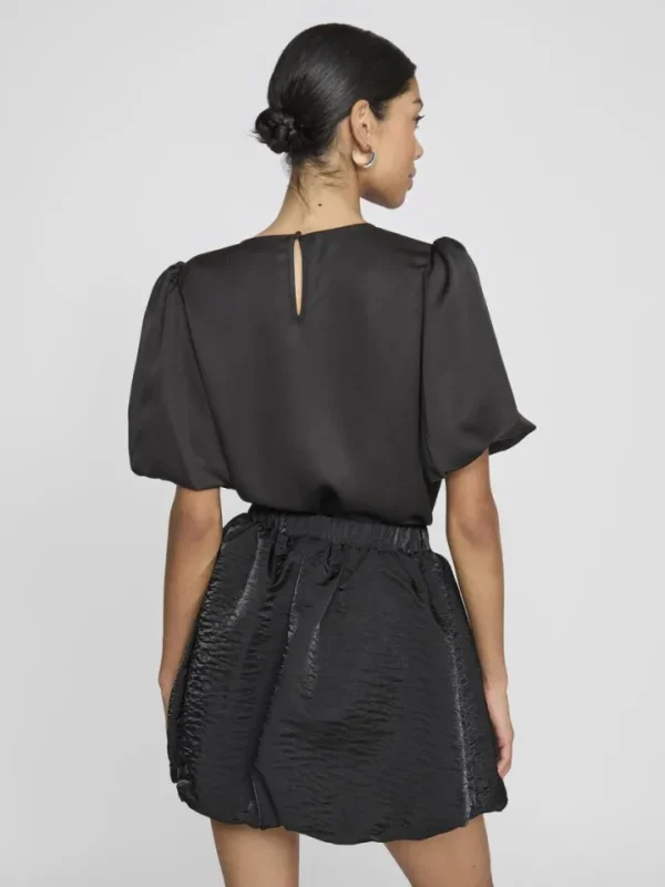 Vila T-Shirts<Vanessa Puff Sleeve Top (Black)