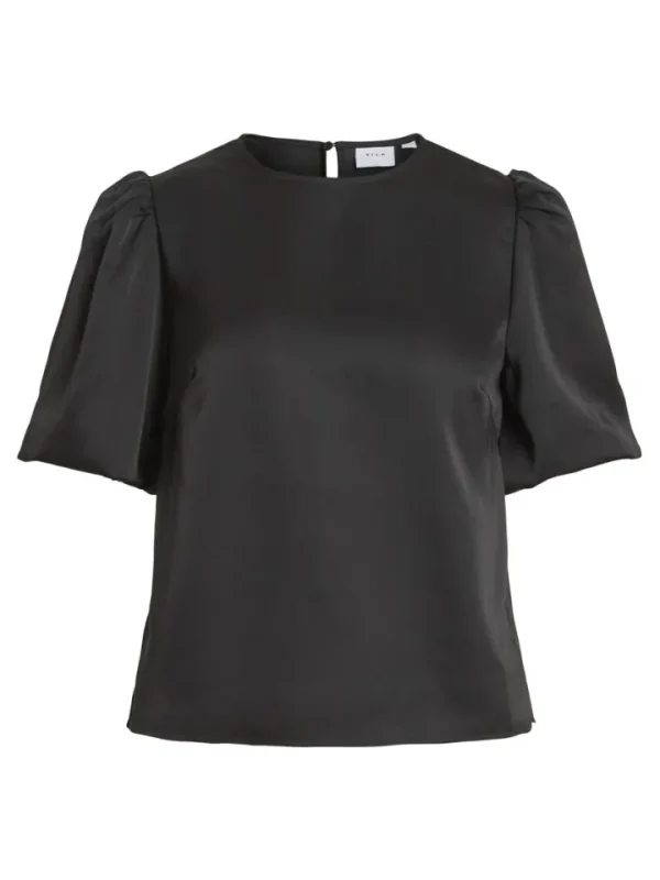 Vila T-Shirts<Vanessa Puff Sleeve Top (Black)