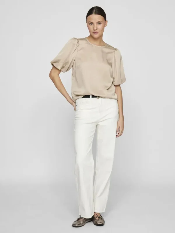 Vila T-Shirts<Vanessa Puff Sleeve Top (Cement)
