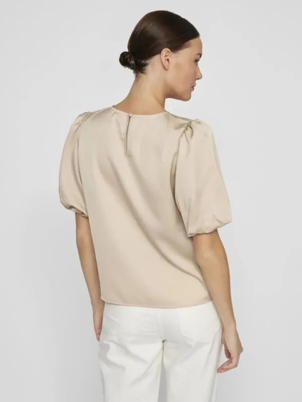 Vila T-Shirts<Vanessa Puff Sleeve Top (Cement)