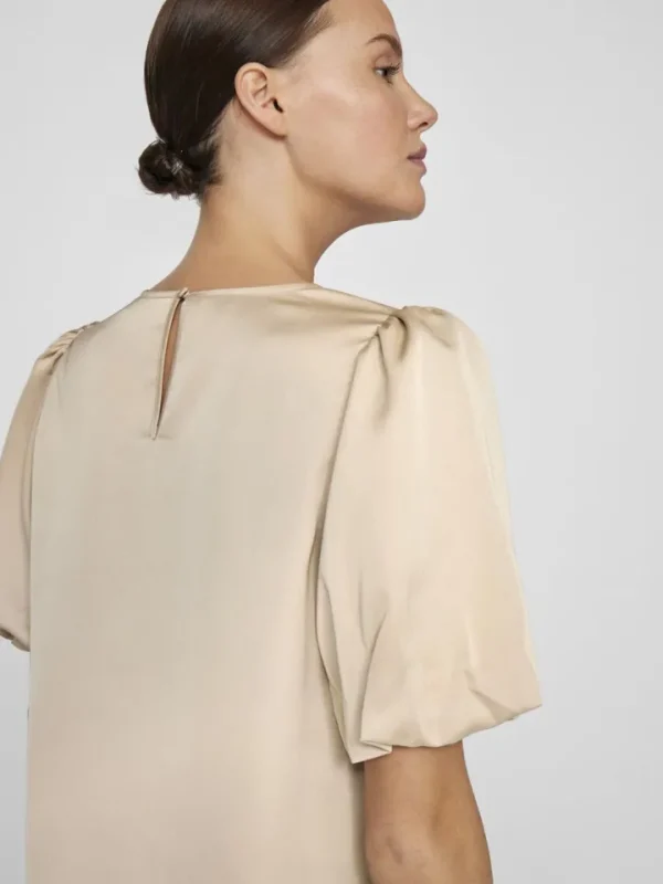 Vila T-Shirts<Vanessa Puff Sleeve Top (Cement)