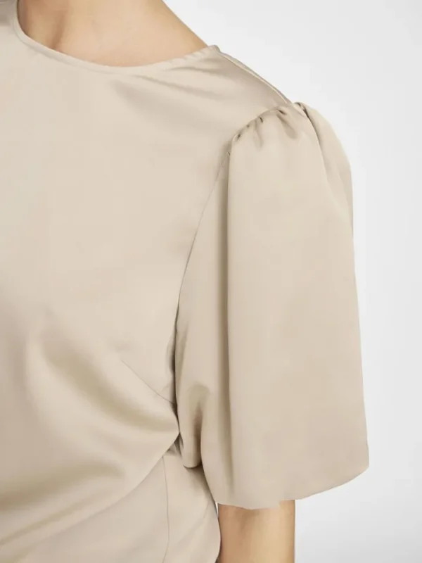 Vila T-Shirts<Vanessa Puff Sleeve Top (Cement)