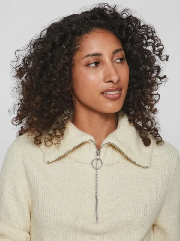 Vila Jumpers & Cardigans<VERONICA ZIP JUMPER (BIRCH)