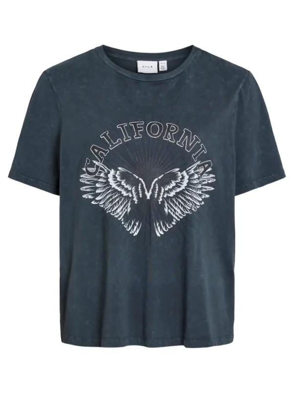 Vila T-Shirts<Viaro Slogan T-Shirt (Black)