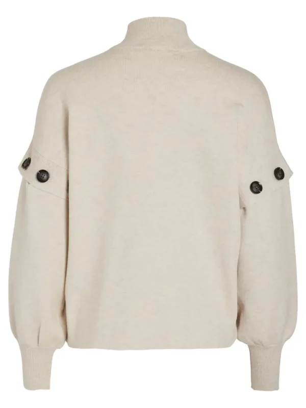 Vila Jumpers & Cardigans<VICKI BUTTON DETAIL KNIT JUMPER (LIGHT NATURAL)