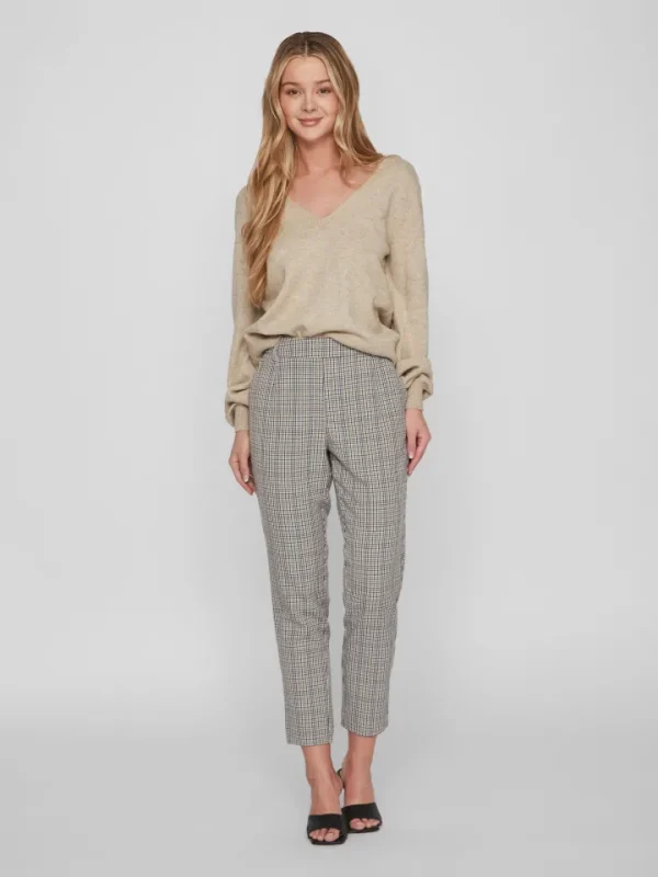 Vila Jumpers & Cardigans<Victoria Reversible V-Neck Jumper (Natural Melange)