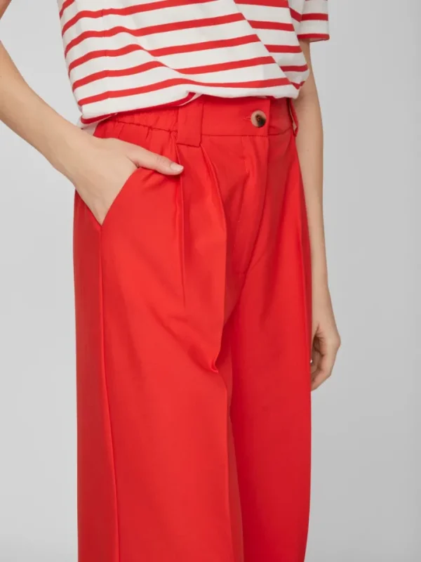 Vila Pants<VIFINE HIGH-WAIST WIDE LEG PANTS (FLAME SCARLET)