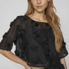 Vila Rouge Co-Ords<VIFLORY TOP (BLACK)