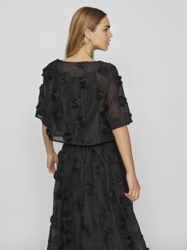 Vila Rouge Co-Ords<VIFLORY TOP (BLACK)