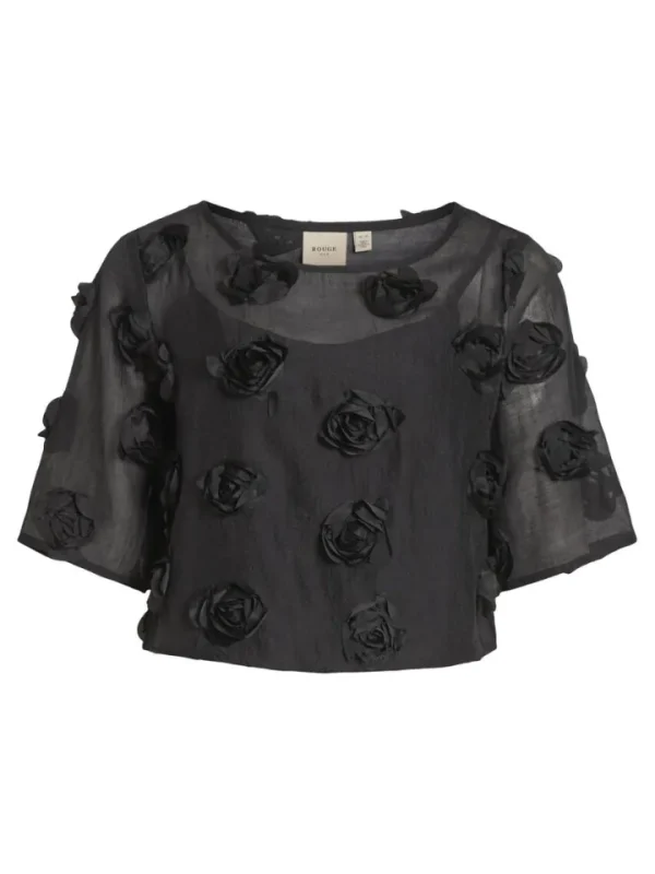 Vila Rouge Co-Ords<VIFLORY TOP (BLACK)