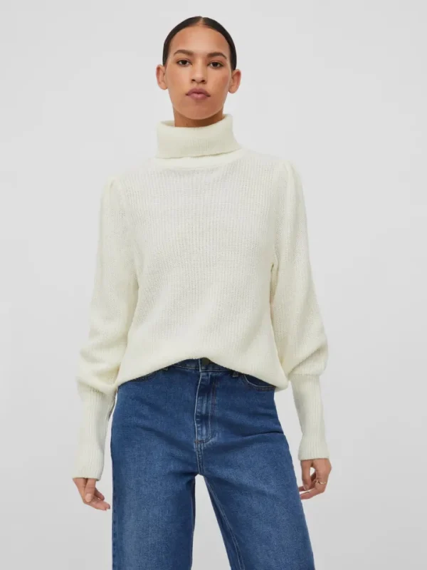 Vila Jumpers & Cardigans<VILOU ROLLNECK JUMPER (WHITE ALYSSUM)