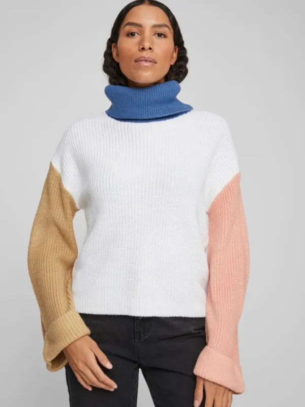 Vila Jumpers & Cardigans<VINA ROLL NECK JUMPER (WHITE ALYSSUM)
