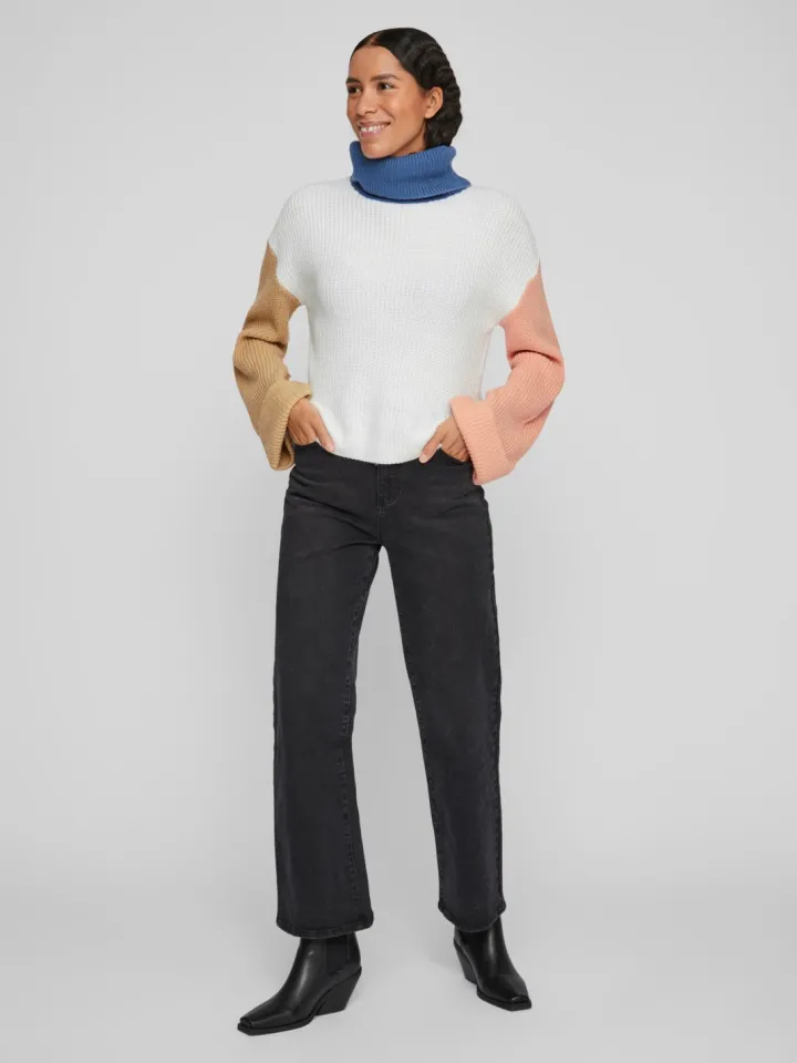 vina_roll_neck_jumper_whi_3.webp Vila Jumpers & Cardigans<VINA ROLL NECK JUMPER (WHITE ALYSSUM)
