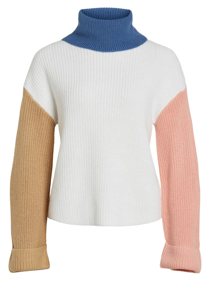 vina_roll_neck_jumper_whi_6.webp Vila Jumpers & Cardigans<VINA ROLL NECK JUMPER (WHITE ALYSSUM)