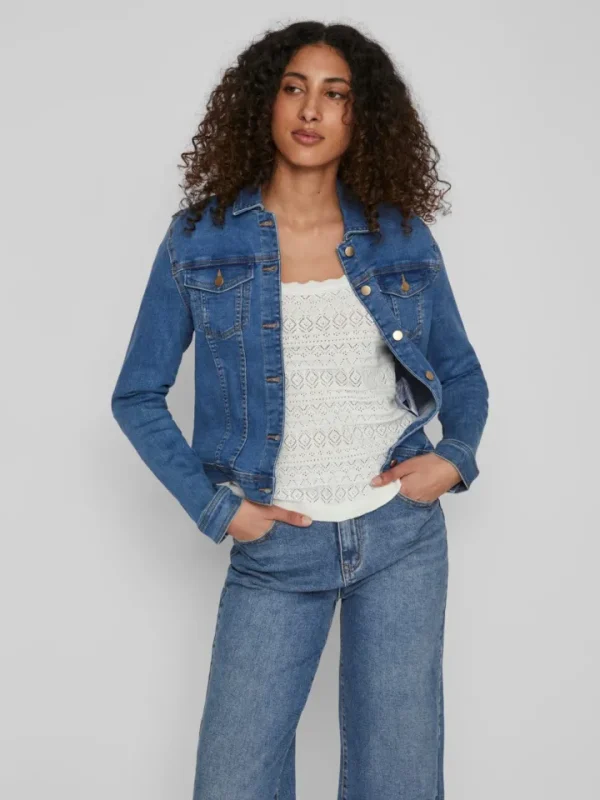 Vila Jackets<VINEED DENIM JACKET (MEDIUM BLUE)