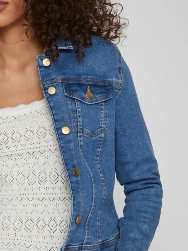 Vila Jackets<VINEED DENIM JACKET (MEDIUM BLUE)