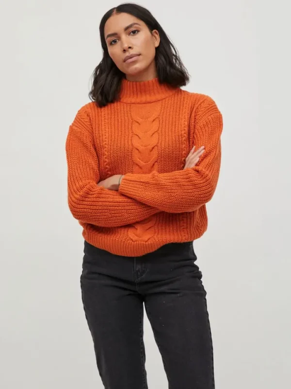 Vila Jumpers & Cardigans<Vioa High Neck Jumper (Burnt Orange)