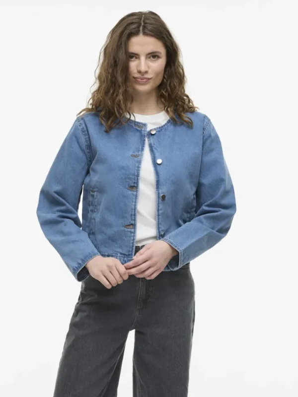 Vila Bombers | Jackets<Viola O-Neck Denim Jacket (Light Blue)