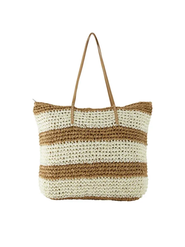 Pieces Bags & Purses<Viola Straw Tote Bag (Striped Natural/Buttercream)