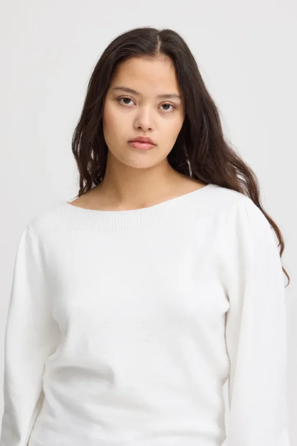 Ichi Jumpers & Cardigans<Virelle Boatneck Jumper (Cloud Dancer)