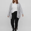 Vila Evoked Jumpers & Cardigans<Viril Open Knit Cardigan (Light Grey Melange)