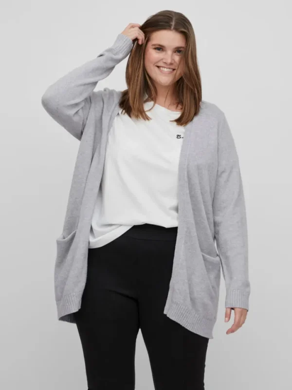 Vila Evoked Jumpers & Cardigans<Viril Open Knit Cardigan (Light Grey Melange)