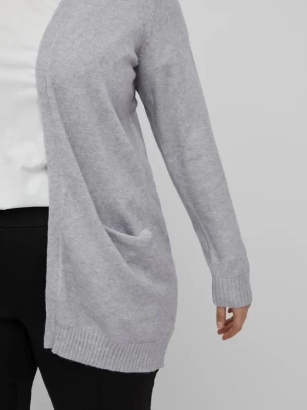 Vila Evoked Jumpers & Cardigans<Viril Open Knit Cardigan (Light Grey Melange)