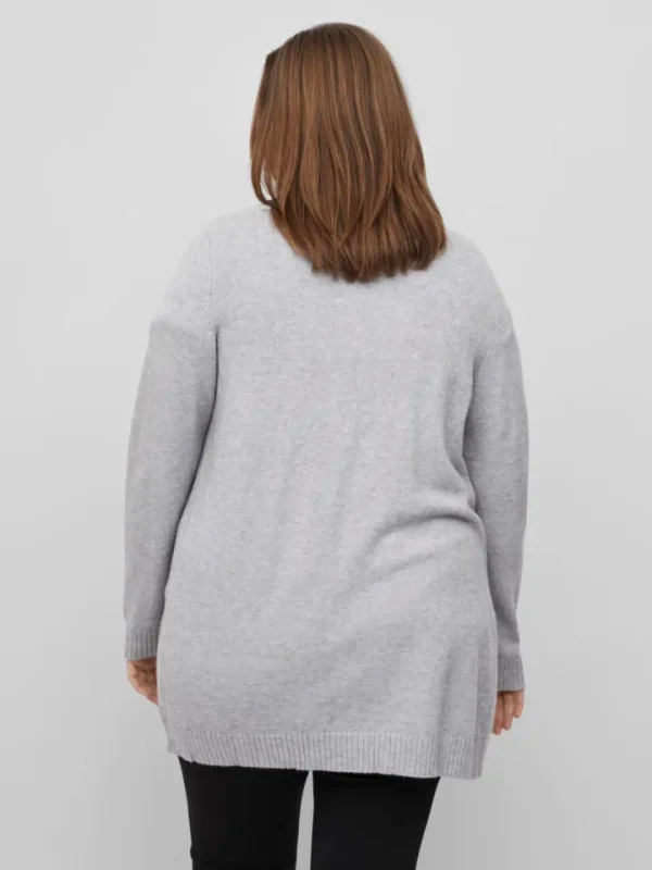 Vila Evoked Jumpers & Cardigans<Viril Open Knit Cardigan (Light Grey Melange)