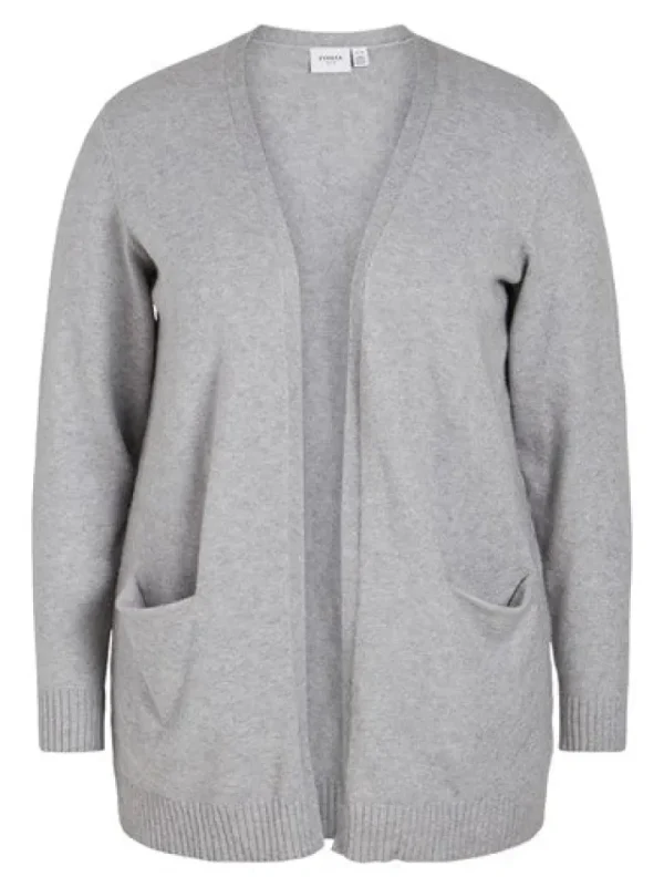 Vila Evoked Jumpers & Cardigans<Viril Open Knit Cardigan (Light Grey Melange)