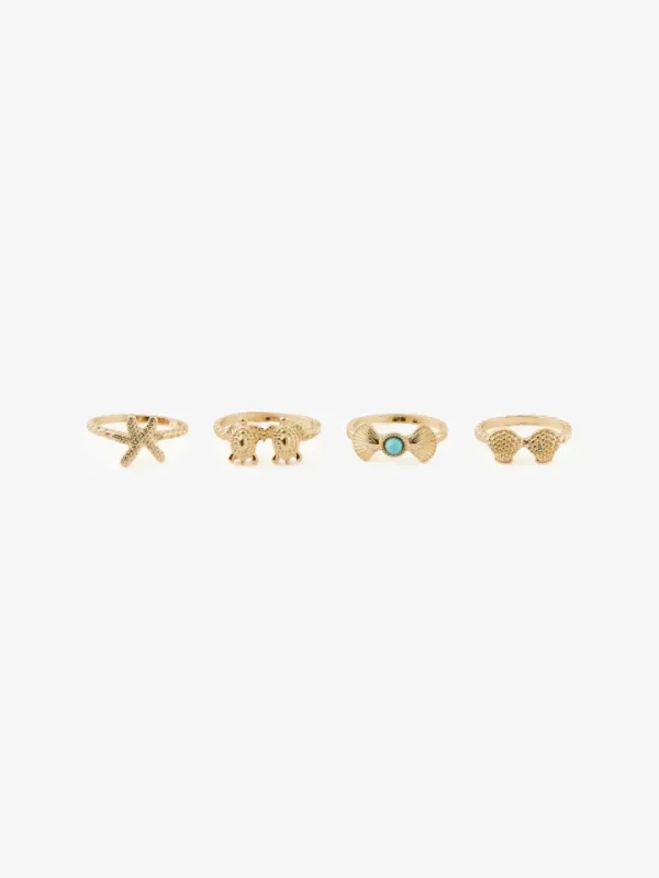 Pieces Jewellery<Vurtle 4 Pack Rings (Gold)