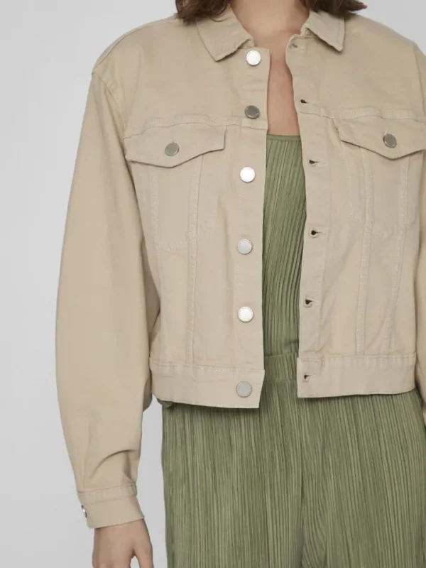 Vila Jackets<WEYLIE DENIM JACKET (FEATHER GREY/BEIGE)