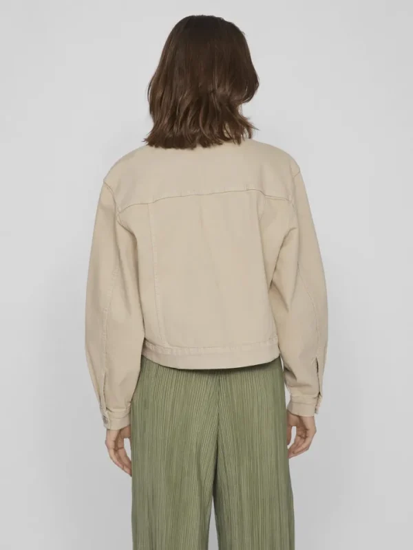 Vila Jackets<WEYLIE DENIM JACKET (FEATHER GREY/BEIGE)