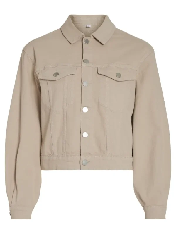 Vila Jackets<WEYLIE DENIM JACKET (FEATHER GREY/BEIGE)