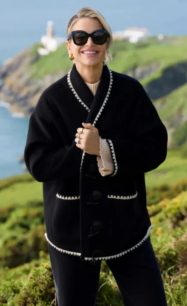 Little Mistress Jackets | Coats<Willow Contrast Stitch Trim Jacket (Black)