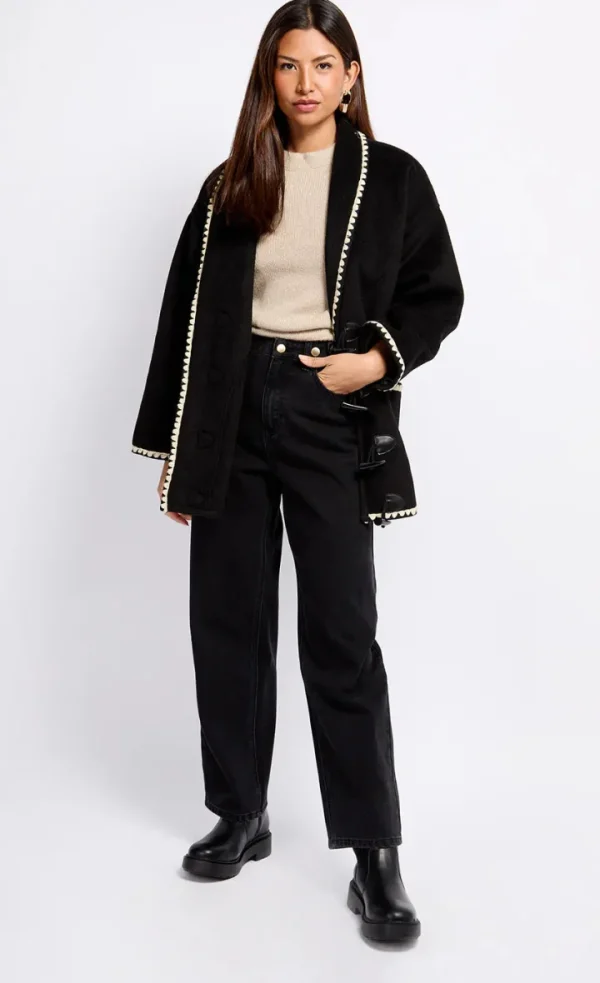 Little Mistress Jackets | Coats<Willow Contrast Stitch Trim Jacket (Black)