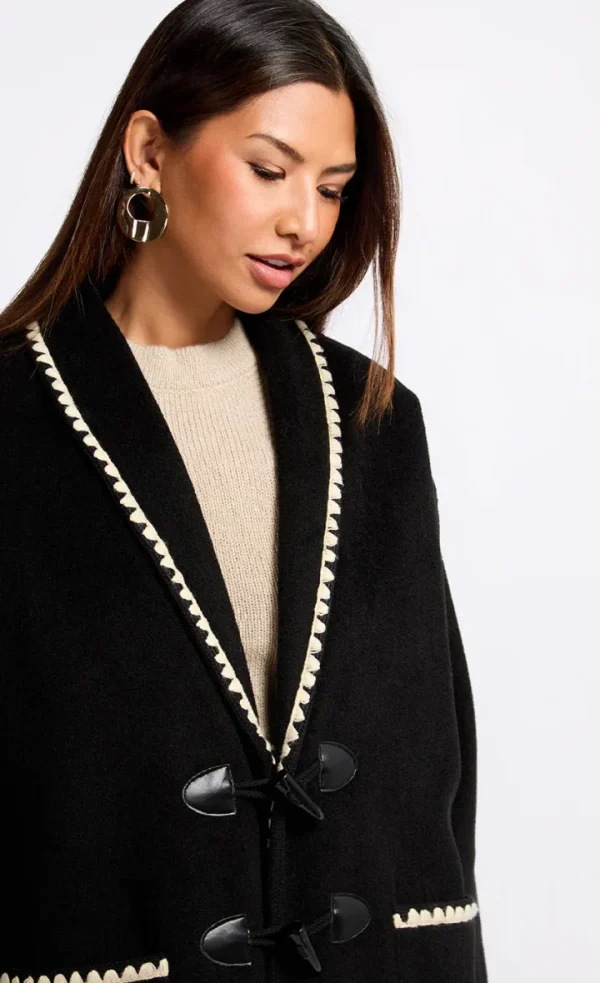 Little Mistress Jackets | Coats<Willow Contrast Stitch Trim Jacket (Black)