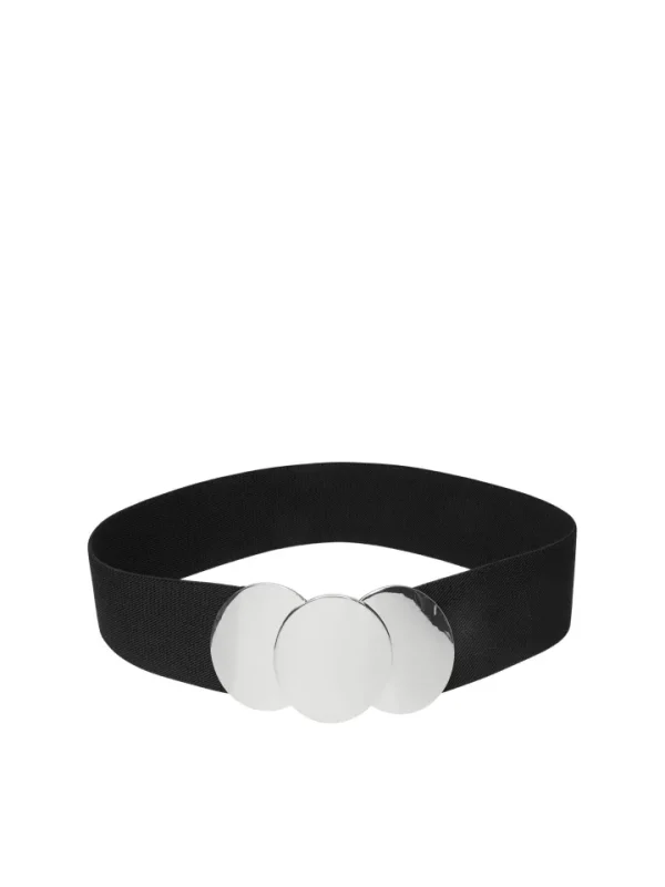 Pieces Belts<YARA ELASTIC WAIST BELT (BLACK/SILVER)
