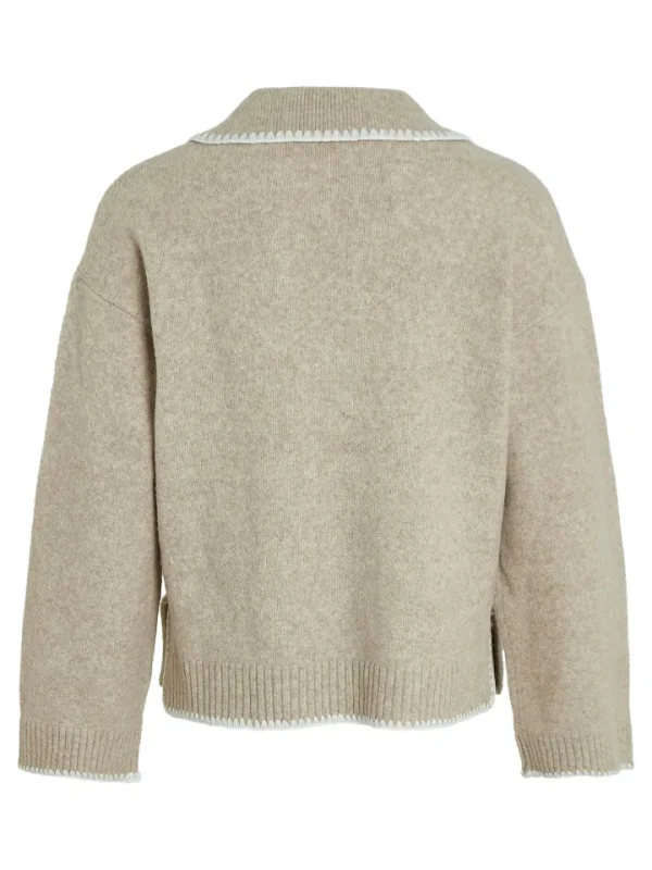 Vila Jumpers & Cardigans<Yazmin V-Neck Jumper (Natural Melange/White)