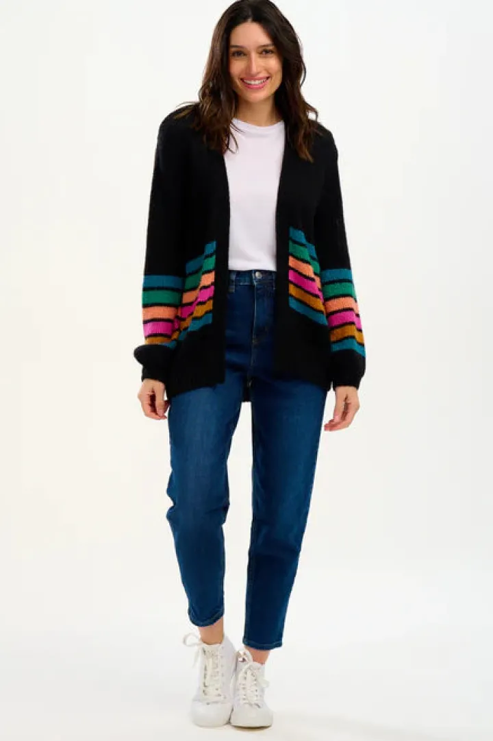 yvette_cardigan_blackbloc_0.webp Sugarhill Jumpers & Cardigans<YVETTE CARDIGAN (BLACK/BLOCK STRIPES)