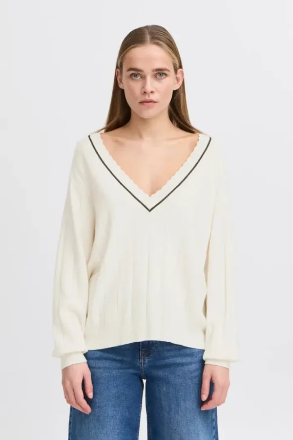 Ichi Jumpers & Cardigans<Zanora V-Neck Jumper (Birch)