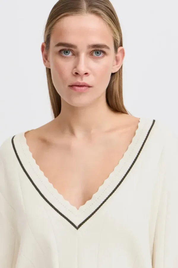 Ichi Jumpers & Cardigans<Zanora V-Neck Jumper (Birch)